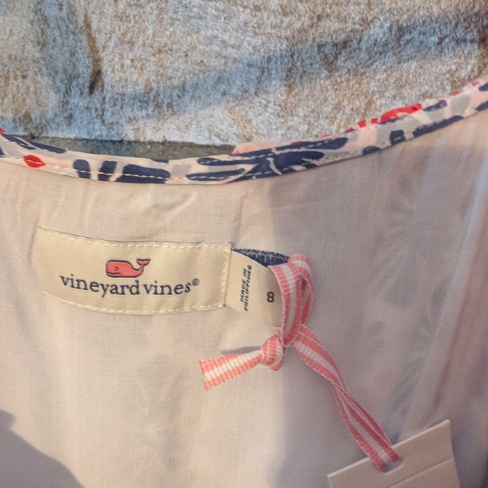 Vineyard Vines Henrietta Blue and Pink Patterned Dress, 8 - Picture 6 of 8